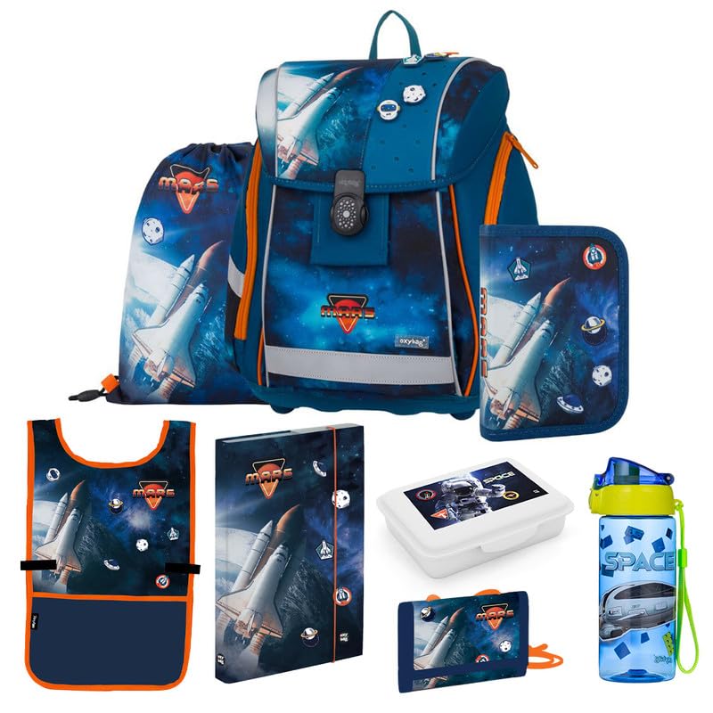 Schulranzen 8 TLG Ergonomische Schulrucksack Set Sportbeutel Federmappe Kunstponcho Trinkflasche Snackbox Schulset mädchen für 1. - 3. Klasse Back to School