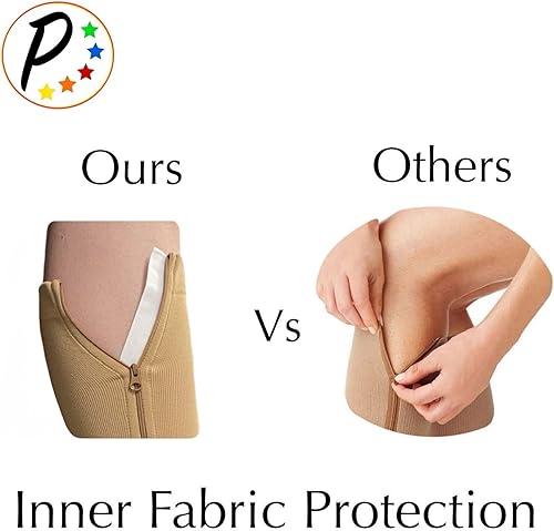 Miniatura 4 de Presadee Calcetín de compresión moderada de 15-20 mmHg con puntera abierta, con cremallera, hinchazón de pantorrillas