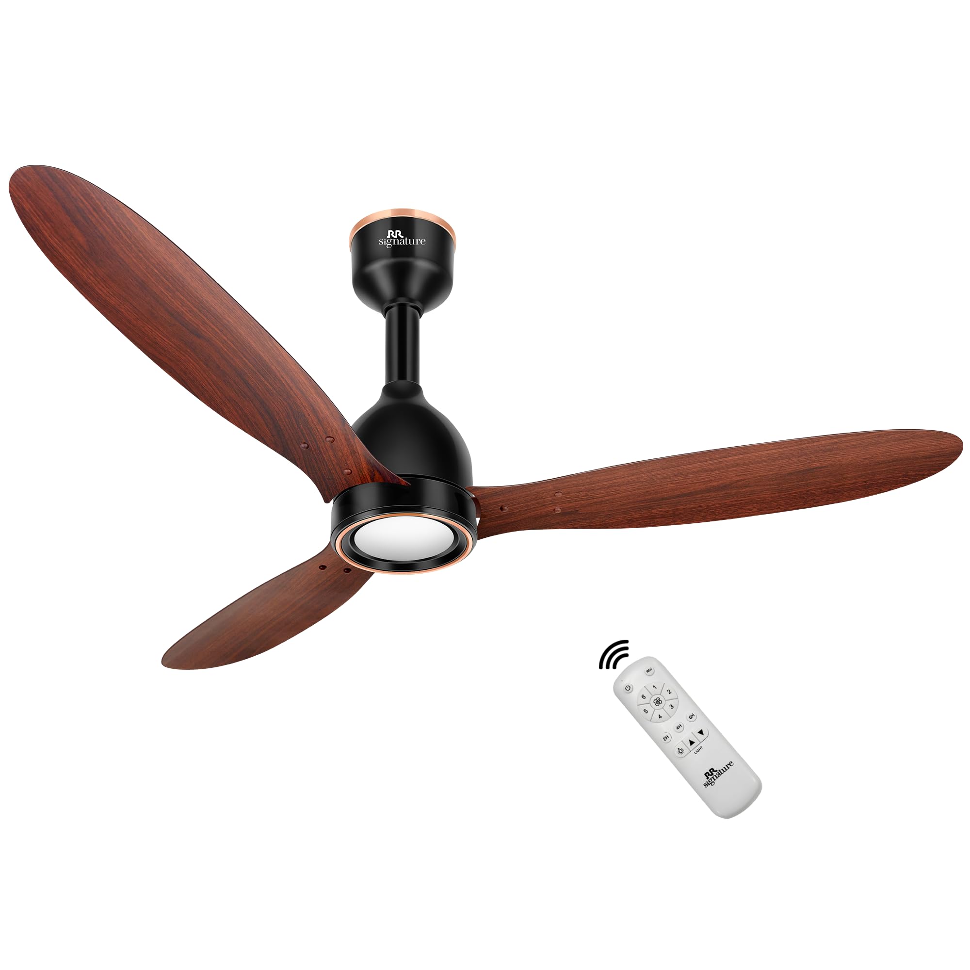 RR Signature COMFYGLOW 1250mm BLDC Underlight Ceiling Fan with 100% Pure Copper Motor - 35W | 350 RPM High Speed | Remote Control & LED Light | 3 Light Modes | 3 Year Warranty - Mahogany
