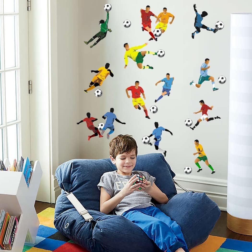 KAIRNE Football Players Wall Stickers,Football Wall Decal for Boys Bedroom Wall Decor,Sporting Football Vinyl Wall Art for Kids Children Soccer Room Accessories - Image 4