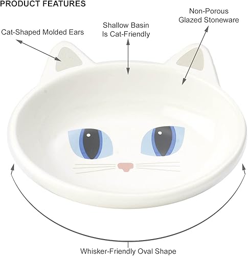 Miniatura 3 de PetRageous 10012 Cuenco ovalado de cerámica para gatos de 5.5 pulgadas de ancho y 1.5 pulgadas de alto con capacidad de 5.3 onzas y apto para