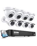 3K Lite Home Security Camera System with AI Human Vehicle Detection, H.265+ 8CH CCTV DVR and 8 x 1080p Wired Outdoor Indoor Bullet Dome Cameras, Remote Access, Alert Push (1TB Hard Drive)