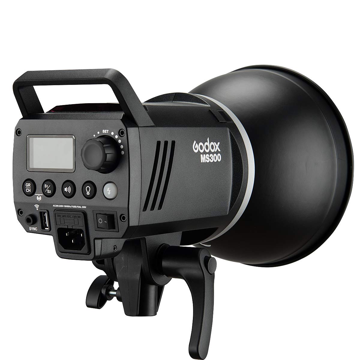 Godox MS300 300W 2.4G Eingebauter drahtloser Empfänger Leichter, kompakter und langlebiger Studioblitz Bowens Mount und 150W Modellierlampe, mit Standard Diffusor