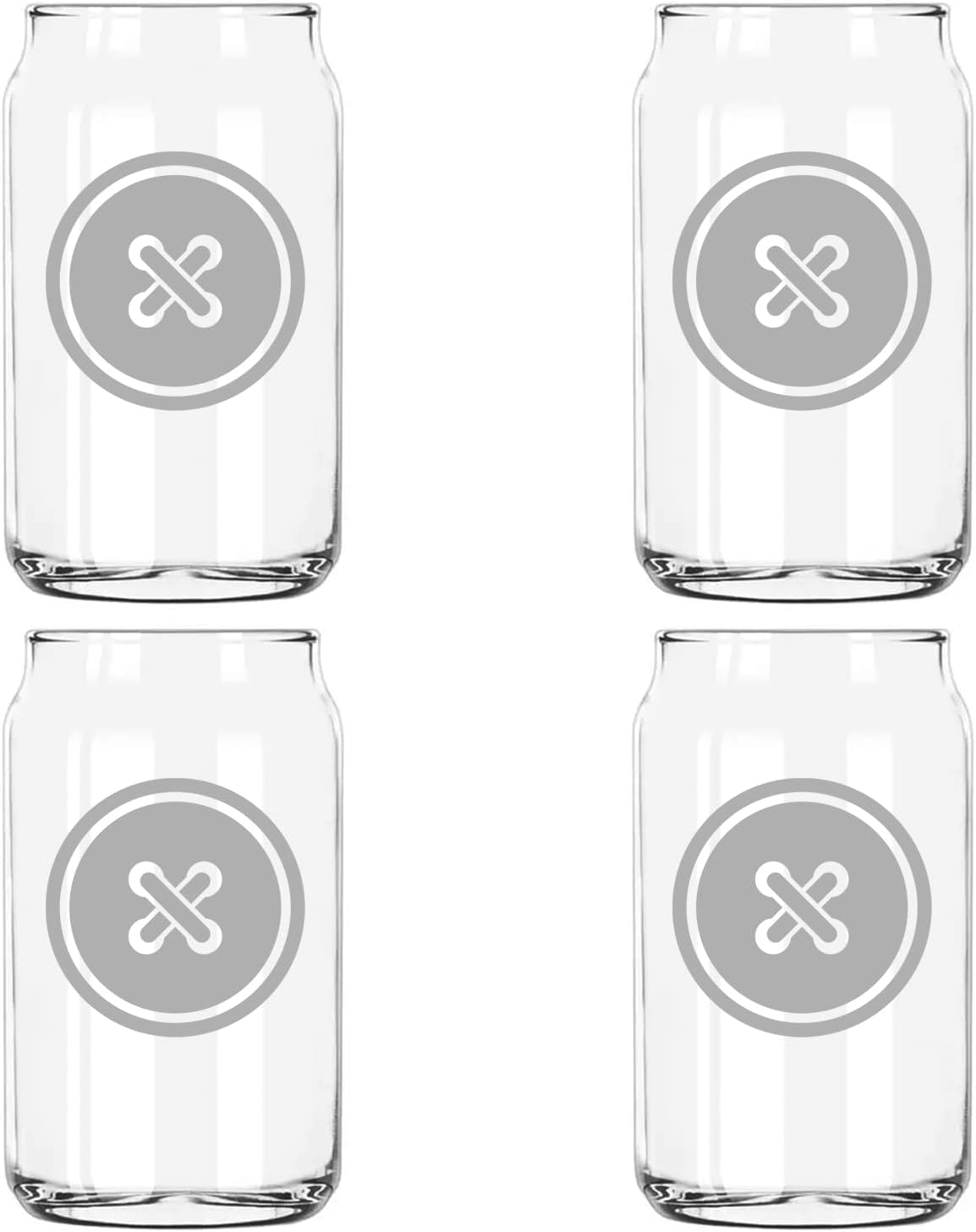 Milk Mug Designs Button Sewing Kit Etched 5 Ounce Beer Can Taster Glass Pack of 4