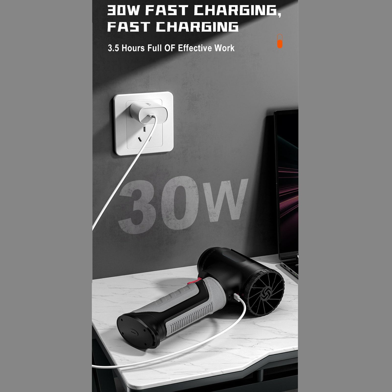 Duster Ad Aria Cordless, Soffiatore Ad Aria Elettrica Potente Ventilatore per Polvere 4W RPM 1200G Thurst con Batteria da 6000 MAh per la Pulizia della Fotocamera da Tastiera