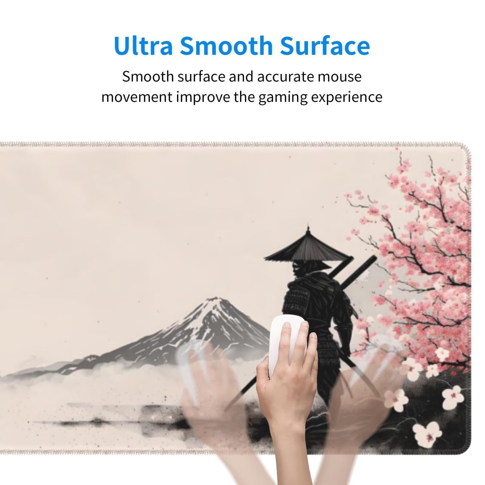 Tappetino Mouse, Tappetino Mouse Gaming Grande XXL 1500x800x3mm Tappetino Scrivania Mouse Pad, Base in Gomma Antiscivolo, Bordi Cuciti,Lavabile, Mousepad per Ufficio e Gaming (Paesaggio samurai) R-652