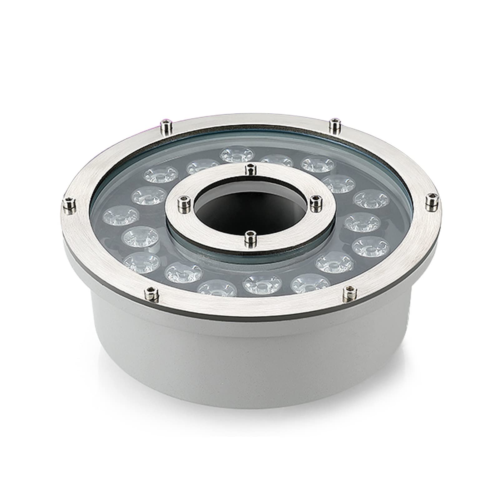 Luce della Fontana A'anello del LED, Faretto sommergibile per paesaggi subacquei Foro Medio 12V/24V IP68 per Piscina con Fontana da Giardino(Bianco Freddo,18W(12V))