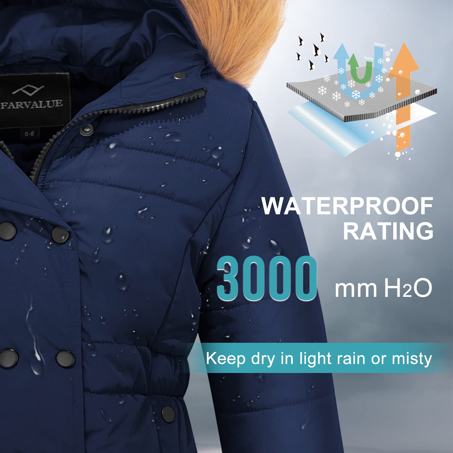 FARVALUE Abrigos cálidos de invierno para niñas, parka larga y gruesa, chaqueta acolchada de forro polar con capucha y cortavientos