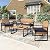 HERA'S HOUSE Patio Furniture Set, 4 Pieces Outdoor Wicker Furniture with Coffee Table, All Weather Rattan Outside Conversation Set for Lawn Deck Backyard (Yellow Rattan + Navy Blue Cushion)