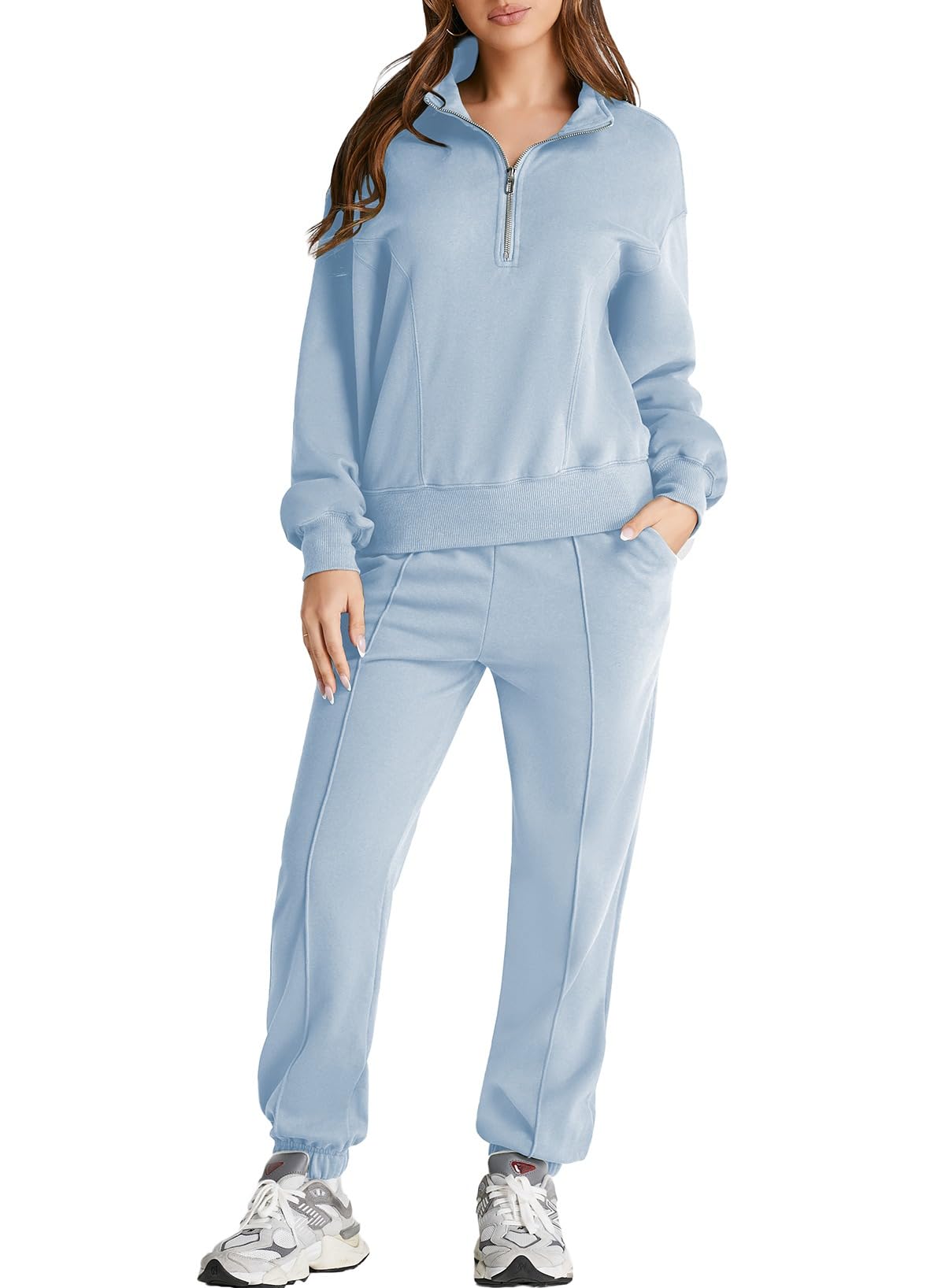 Women 2 Piece Outfits Sweatsuit Sweatshirt Sweatpants Tracksuit Sweat Lounge Matching Set 2025 Fall Trendy