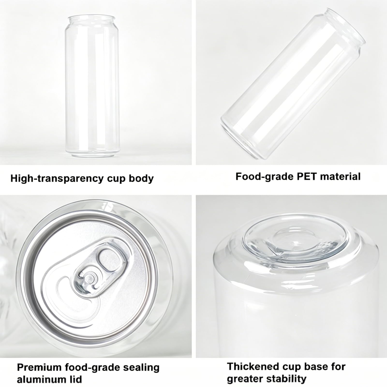 Confezione da 200 barattoli in plastica Pet Trasparente 330ml | Adatto per macchine sigillatrici di lattine e contenitori vuoti; ideale per bevande, succhi di frutta