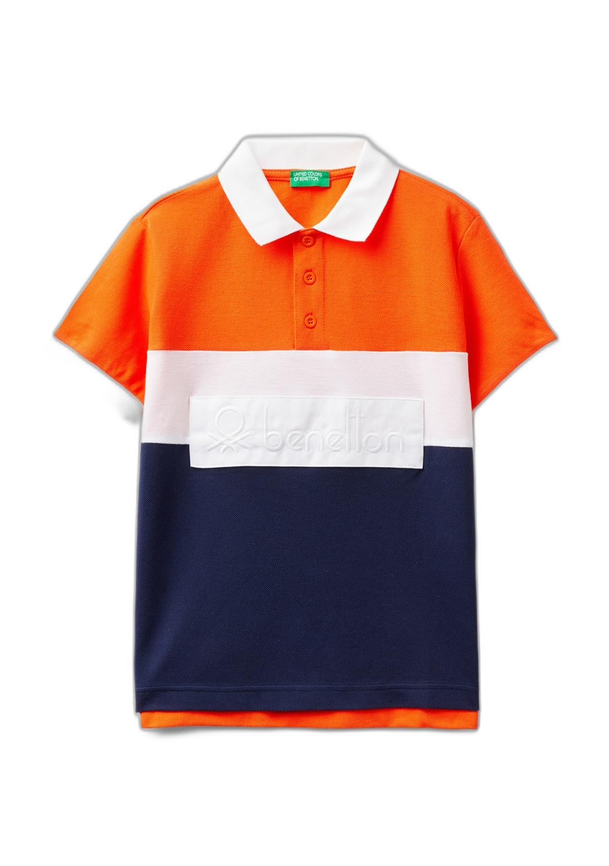 Önü Logo İşlemeli Renk Bloklu Polo Tişört Polo T-Shirt Erkek çocuk