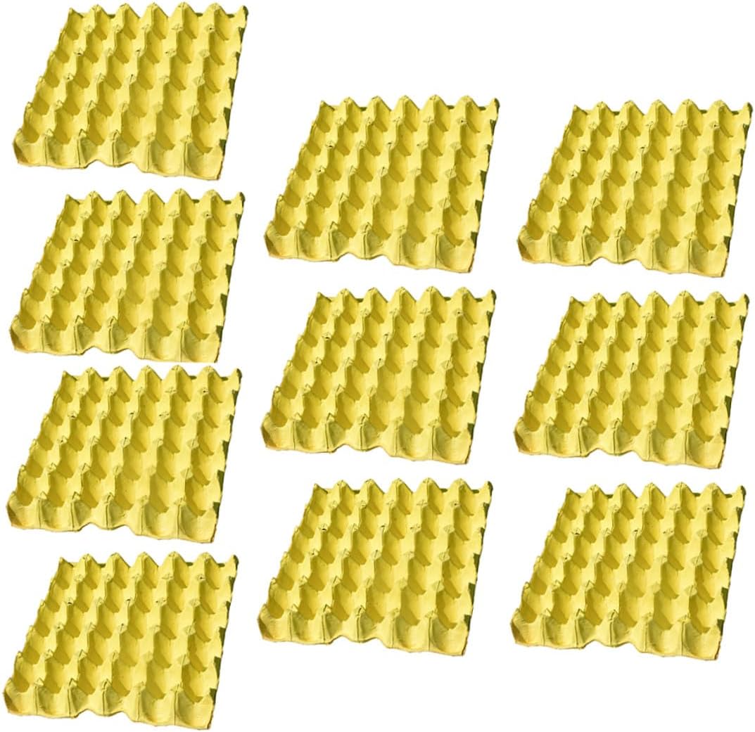 VILLCASE 10pcs Yellow Household Egg Storage Trays Made of Pure Pulp Paper 30-egg Capacity Kitchen Egg Holder for Refrigerator Organization and Fresh Keeping