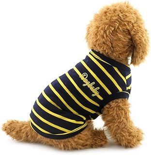 ZUNEA Stripe Summer Cotton Breathable Dog Tank Top Vest T-Shirt Sweatshirts Boys Male Pet Beachwear Camp Shirt,for Small Dog Cat Puppy Yellow XL