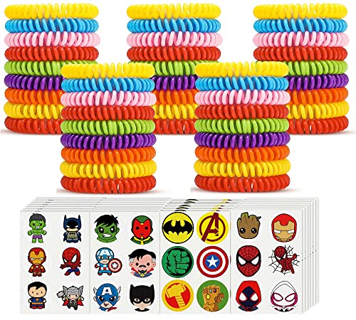 48 Pack Waterproof Mosquito Bracelets with 60 Patches, Deet Free Citronella Mosquito Patches Bands, Mosquito Bracelets for Kids Adults Outdoor Hiking, Individually Wrapped
