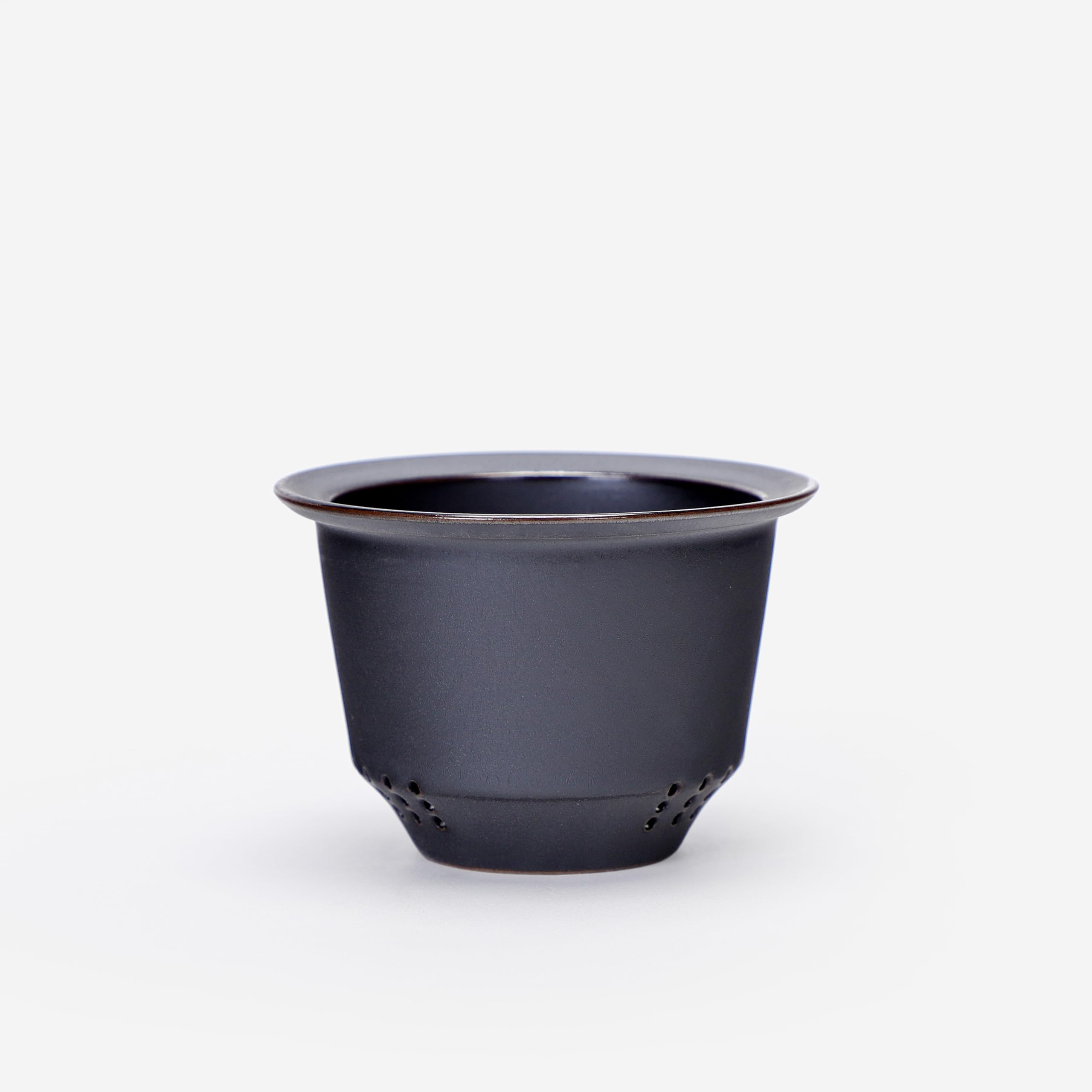 Tasse à thé en poterie avec infuseur et couvercle, tasse à infusion en grès avec filtre à panier, tasse à thé en céramique avec filtre pour la maison et le bureau, aspect géométrique