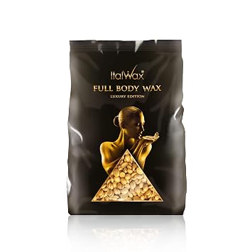 شمع Italwax Luxury Full Body - 1 كجم / 2.2 رطل - خرز شمع صلب لإزالة الشعر - غير معطر - مثالي للبشرة الحساسة - كريم مزيل الشعر ، شمع الفيلم - Full Body Wax Limited Edition
