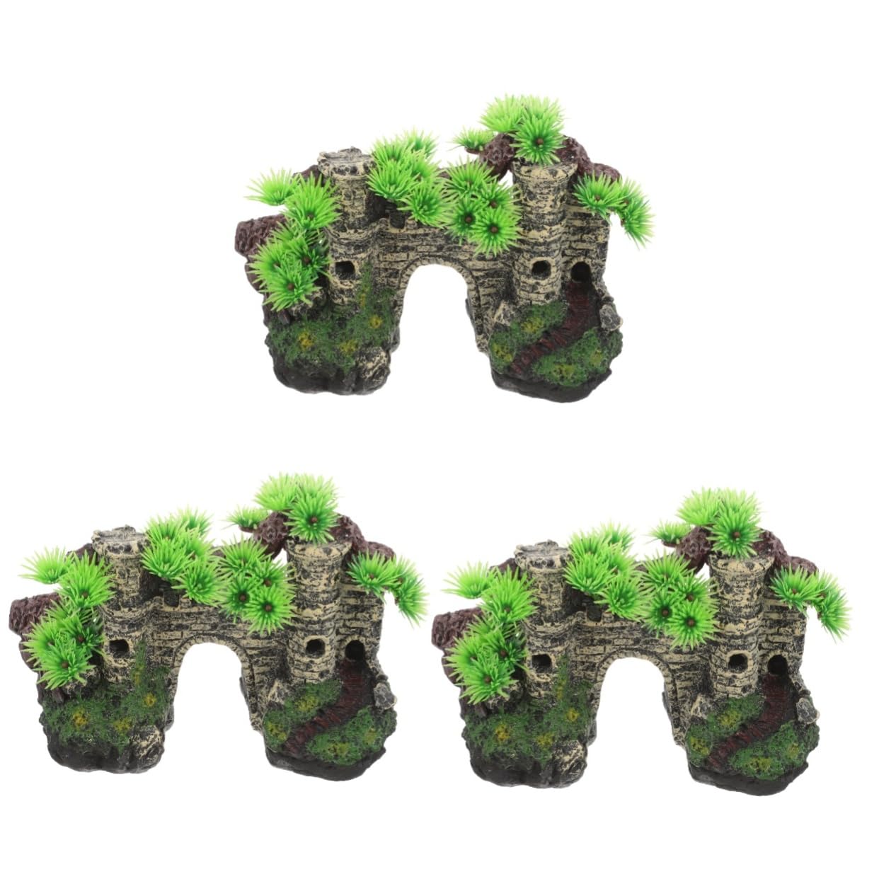 Yardwe 3 Pezzi Castello Per Acquario Vintage Decorazione in Resina Per Acquario Ornamento Versatile Ed Elegante