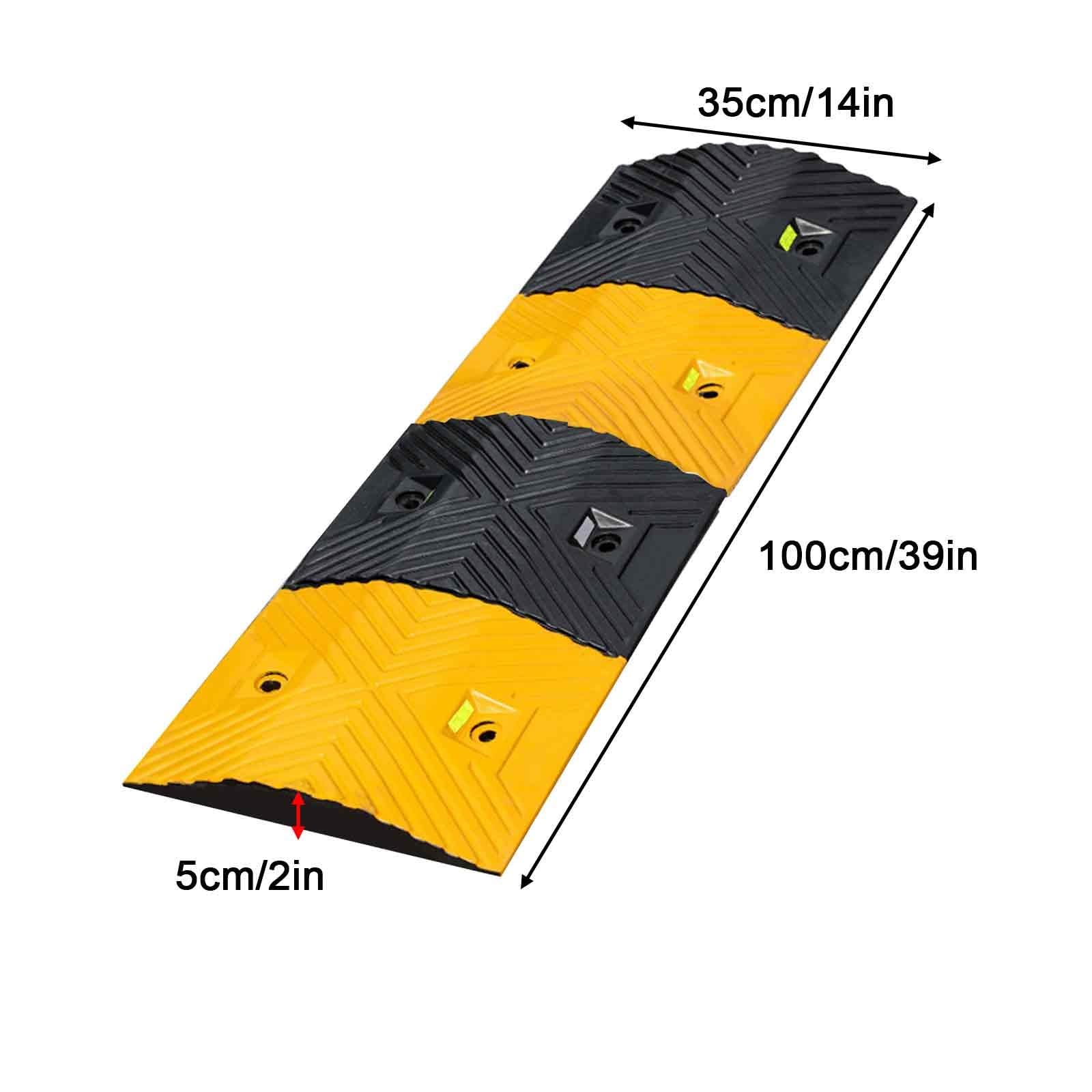 Ralentisseurs en caoutchouc renforcé - Dossards modulaires antidérapants pour allées, routes et garages - Rampes de trottoir jaunes et noires (100 x 35 x 5 cm) - Améliorent la sécurité et la