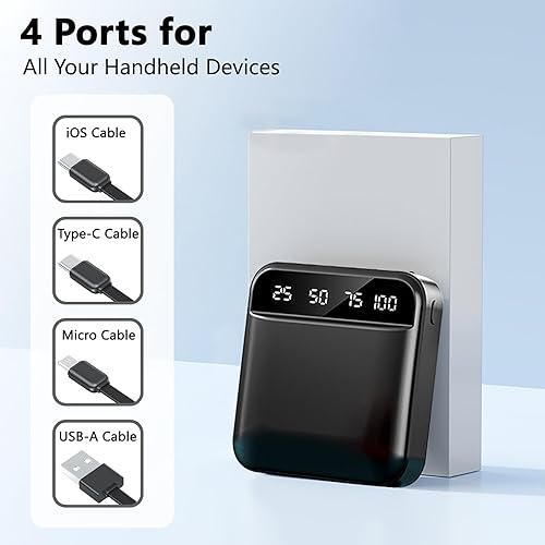 Miniatura 2 de Power Bank - Cargador portátil de 6000 mAh, 2 salidas USB A y 1 batería USB-C de entradasalida compatible con iPhone, Samsung, smartphones y iPad,