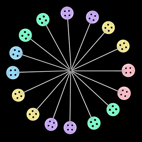 Miniatura 5 de 200 pines de cabeza plana, alfileres rectos, alfileres de costura para tela, cabezales de colores de botones, alfileres de acolchado, en caja para