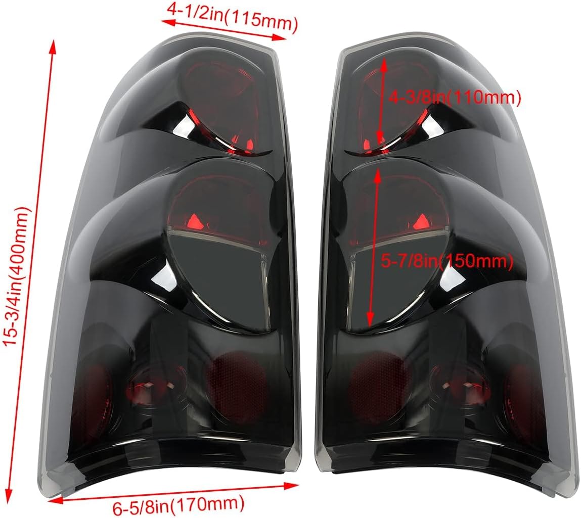 ECOTRIC Tail Lights Compatible with 1999-2006 Chevy Silverado 1500 2500 3500 1999-2003 GMC Sierra 1500 2500 Pair Taillight Brake Signal Lamp Smoke Lens