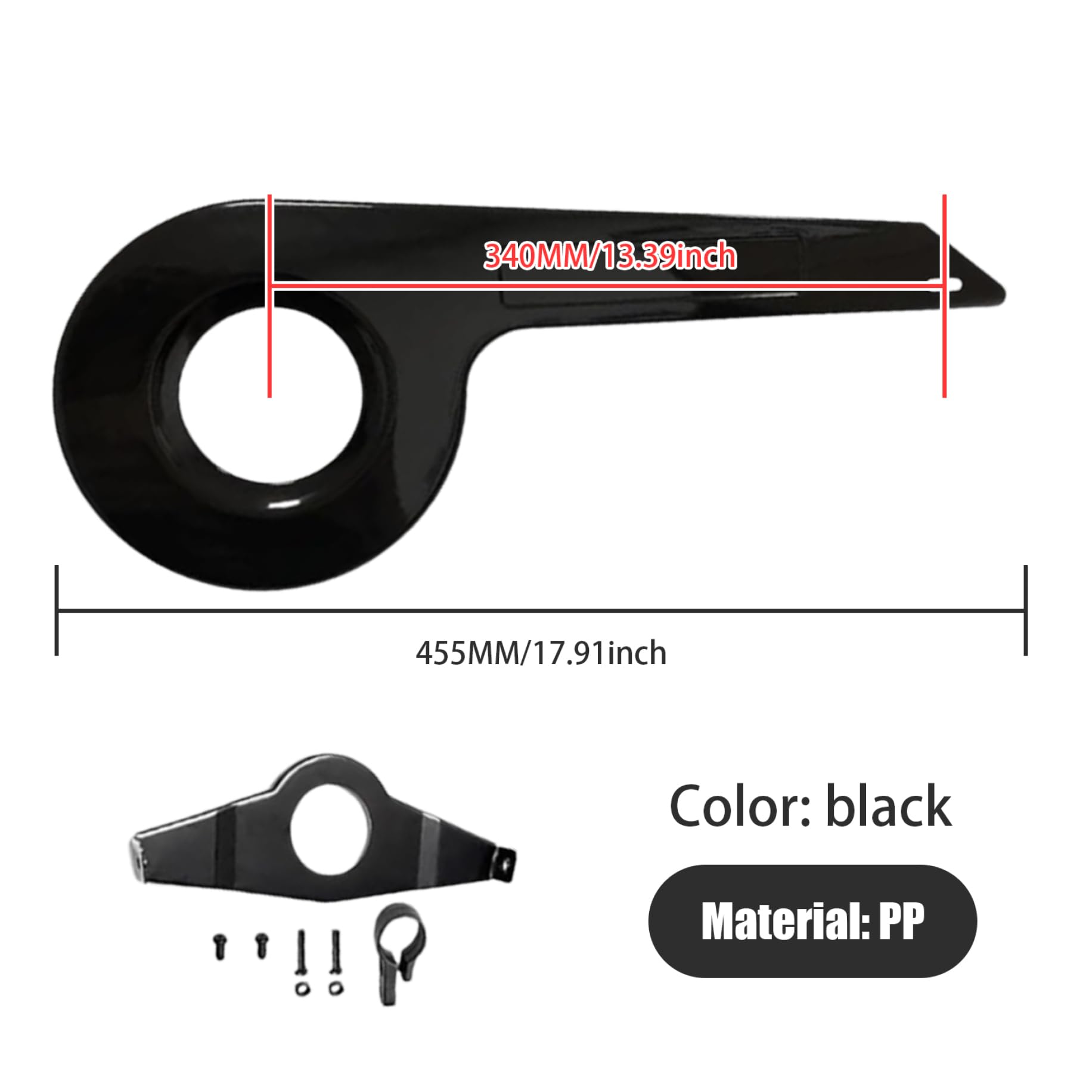 Protège-chaîne Universel – 32 à 36 Dents – Matériau PP – Noir Transparent – 45,5 Cm – Léger – Pour Vélo Enfant Et Adulte