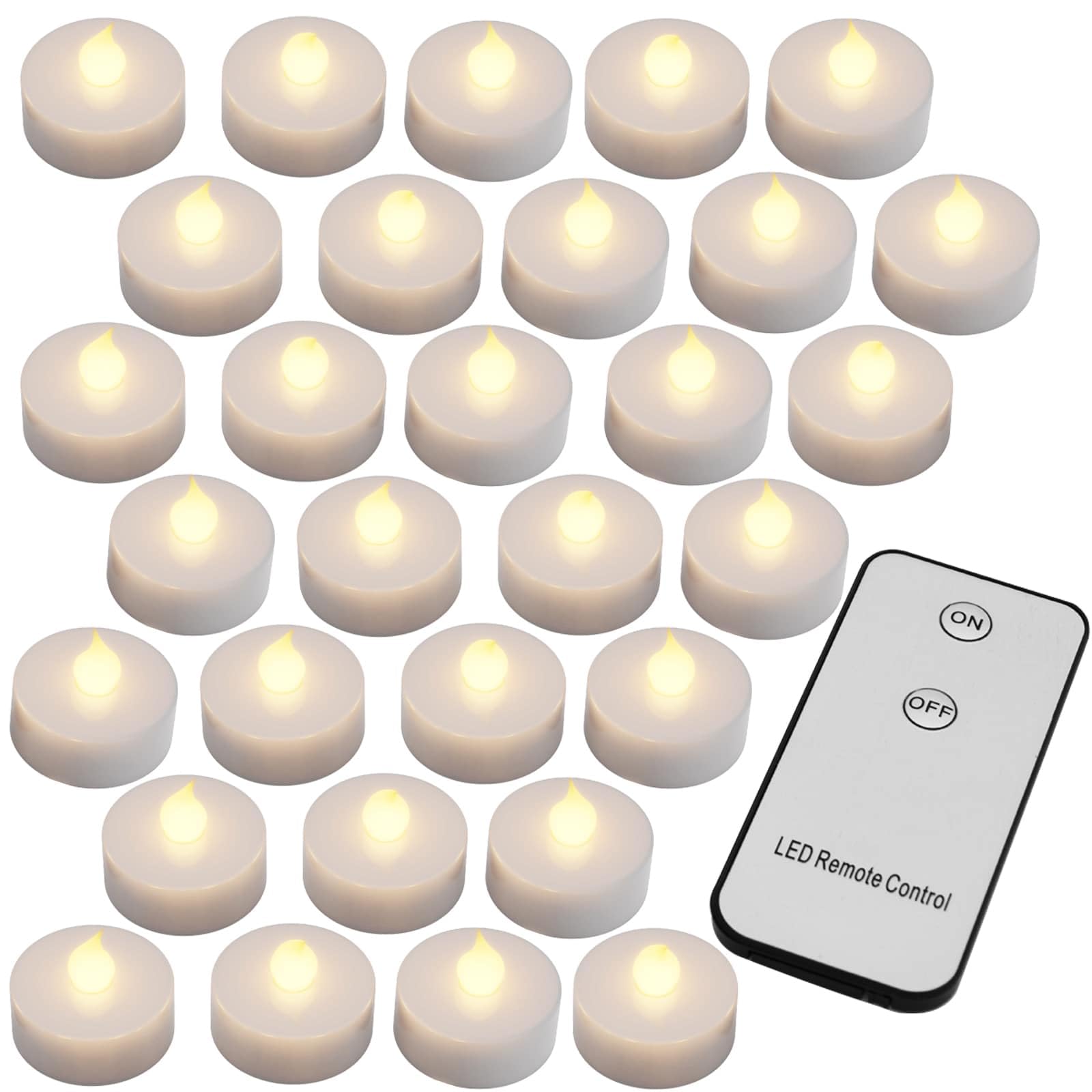 Monzana® Teelichter LED +300H elektrisch flackernd mit Fernbedienung mit Batterien flammenlose realistische Kerzen hell warm weiß 30er Set je 3,7cm