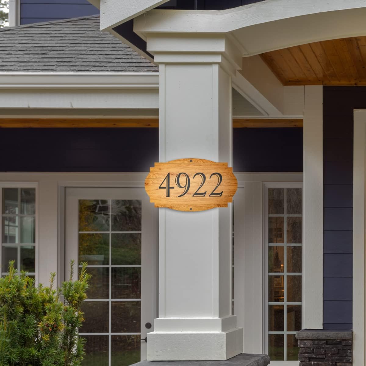VWAQ Custom House Numbers Plaque Wood Design Address Sign - Single Sided and Reflective Pre-Drilled Holes - AS3S5 Vertical (Black)