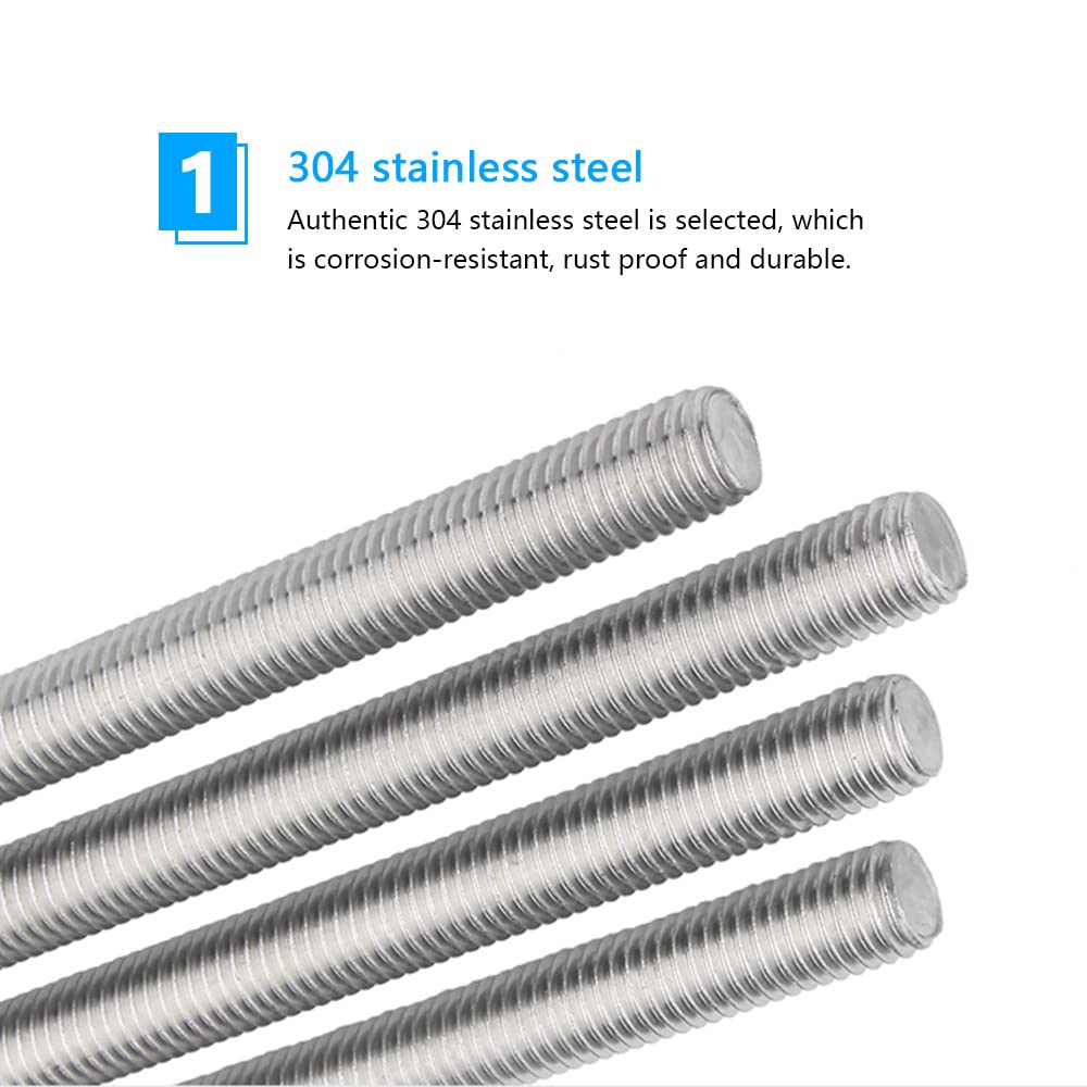 12 Barre Filettate M6 X 10 Cm Acciaio Inox 304 - Aste Complete Per Fissaggi Industriali - Foto 3