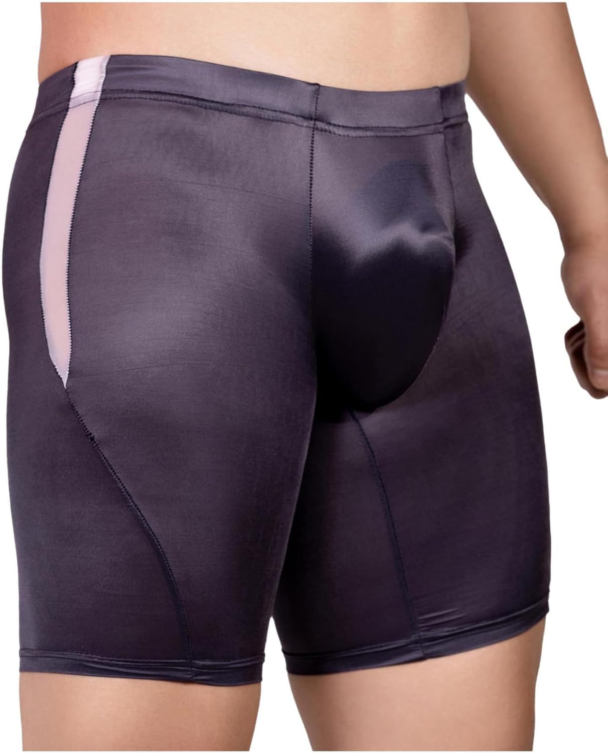 Alvivi Men's Sexy Glossy Boxer Shorts Sheer Bulge Pouch Underwear Fitness Bottoms Swim Trunks