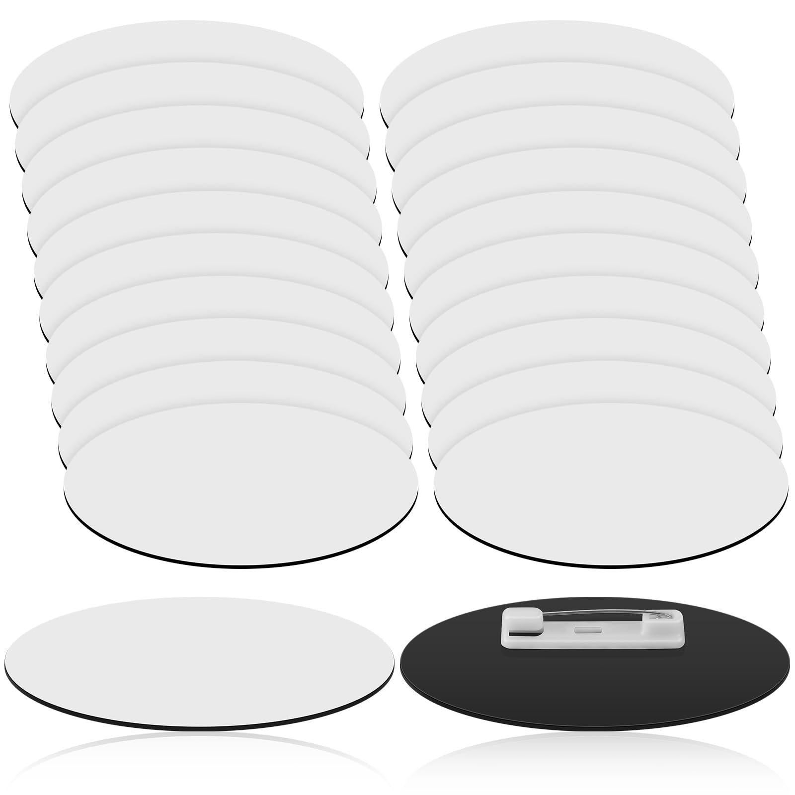 XunYee 20 Pcs Blank Name Tags Pins 1.5 x 3 Inch Plastic Oval Name Badge Holder with Clips DIY Engraved Custom ID Badge for Teacher Employee Office Workers โ image 1