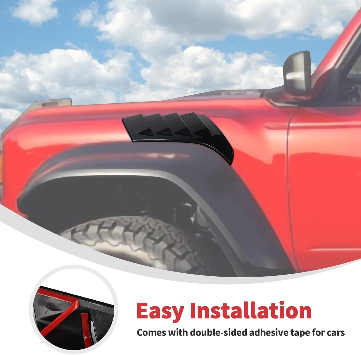 Linskip Fender Vent Sets Compatible with 2022-2024 2025 Ford Bronco Raptor Accessories, Fender Flares Vent Guard Cover for Bronco Raptor Exterior Accessories(Gloss Black)