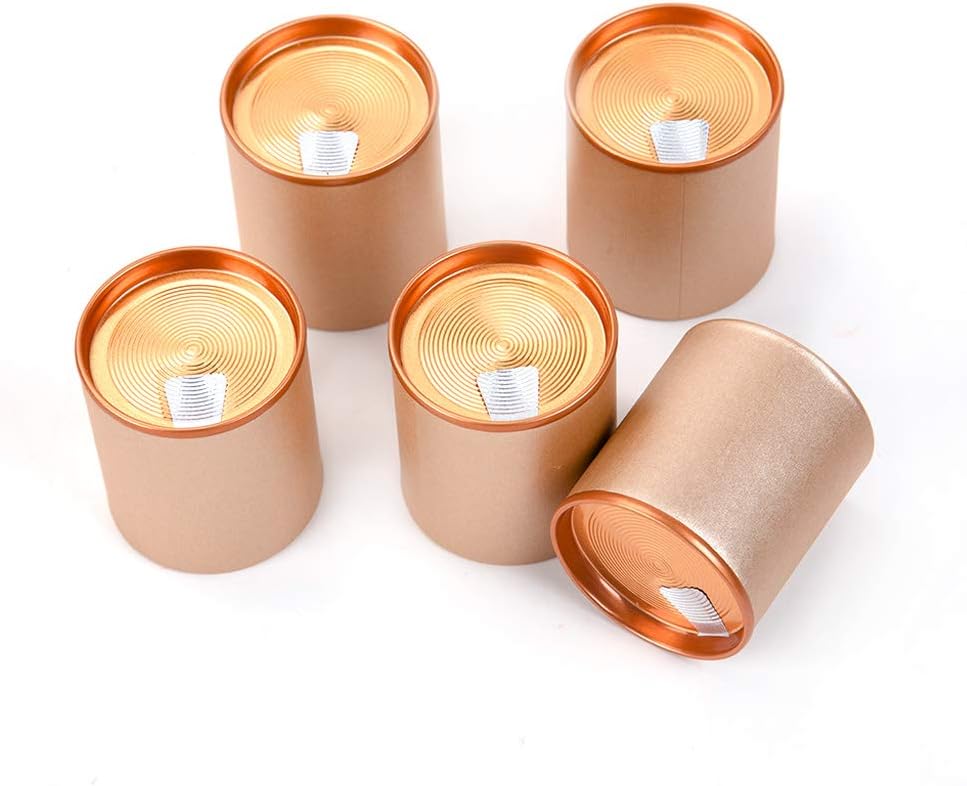 Tianhui Colorful Storage Containers Canister Set with Easy Peel-Off Airtight Aluminum lid for Coffee and Loose Tea (Brown, 5-Large)