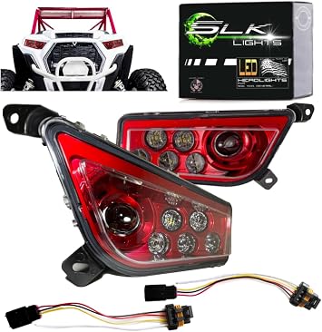 SLK-Lights RED RZR LED Headlight Compatible with Polaris General, RZR 900s, Razor 1000 XP Turbo Fits 2015-2021 Non Halo Red.