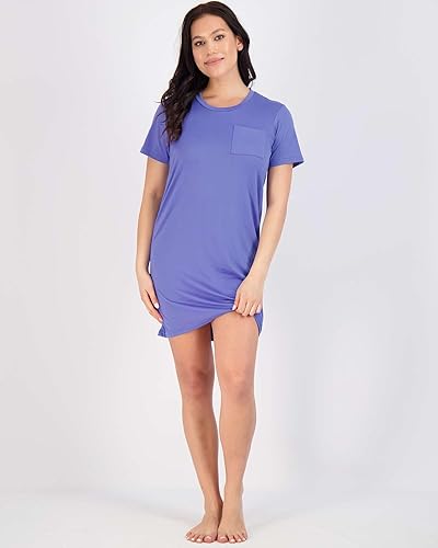 Miniatura 5 de Real Essentials 3 Pack Vestido de camisón de manga corta para mujer Camisa de dormir, pijama, camisa para dormir, ropa de dormir