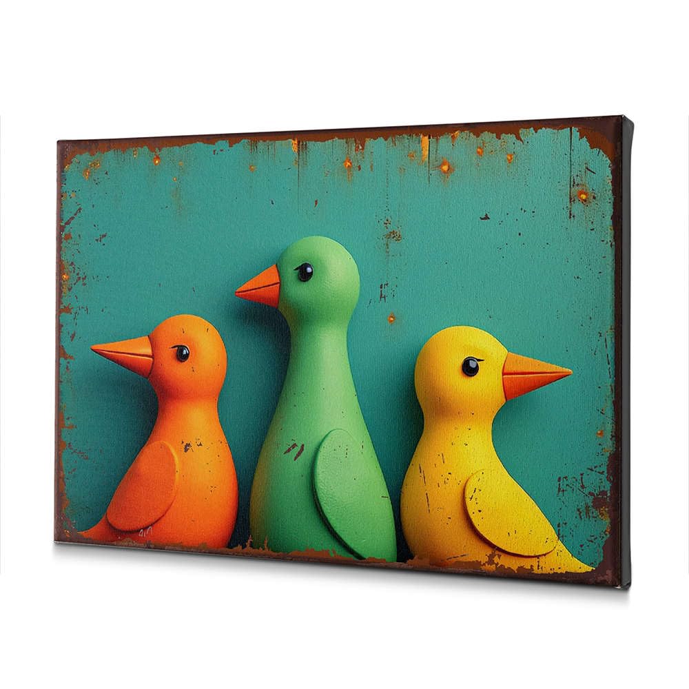 Toile de Pâques chrétienne canards colorés fond texturé premium