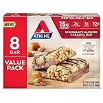 Atkins Chocolate Almond Caramel Protein Meal Bar, High Fiber, 15g Protein, 1g Sugar, 3g Net Carbs, Meal Replacement, Keto Friendly, 8 Count