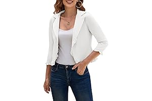 Petite Cropped Blazers: Women's Business Casual Cotton Cardigan Jacket