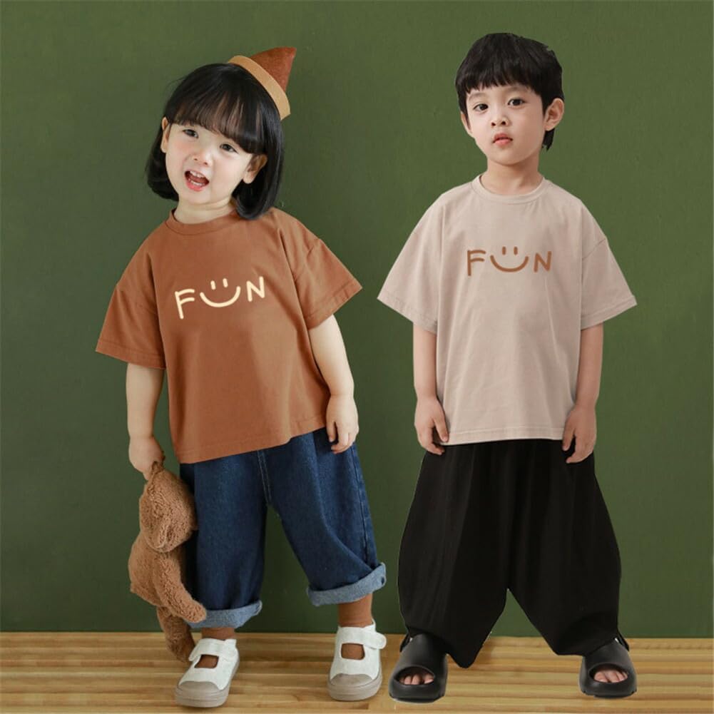 「ジュタオピ」 親子ペアルック tシャツ 半袖 家族 お揃い 夏 服 ママ パパ キッズ tシャツ 出産祝い 記念日 プレゼント 誕生日 ギフト 可愛い カジュアル シンプル カジュアル 笑顔