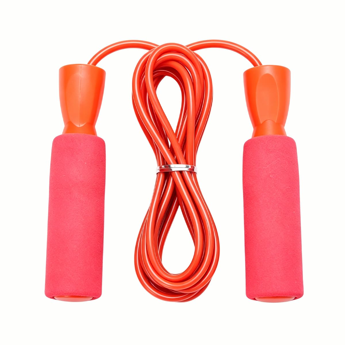 Adjustable PVC Rope Memory Foam Handle Skipping Rope Ideal for Aerobic Exercise Fat Loss Jumping Workout Training Womens Exercise Ladies Home Gym Boxing (Rose Red)