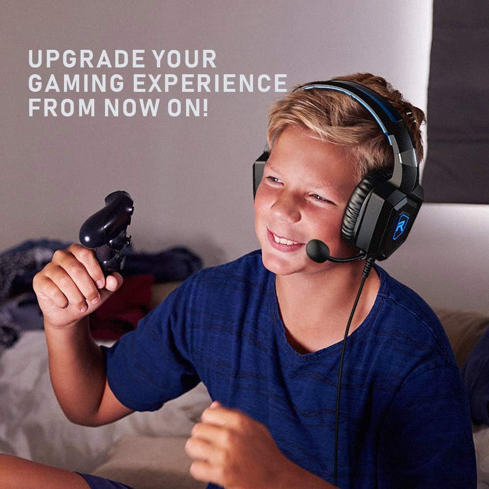 GIZORI Xbox Headset, Gaming Headset Surround Sound, Gaming Headphones with Mic & LED Light, Compatible with PS5, PS4, Xbox Series X|S, PC, Laptop (Blue), (K8) : Video Games