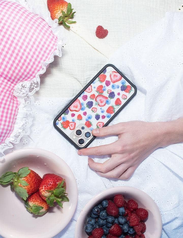 Image of Wildflower Cases - Compatible with iPhone 16 | Protective Black Bumper, 6.5ft Drop Test Certified, Women Owned Small Business | Berries Aesthetic Classic Popular Trendy | Fruit Tart