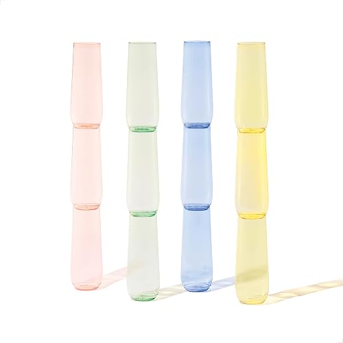 TOSSWARE POP 9oz Flute - Color Series SET OF 24, Premium Quality, Recyclable, Unbreakable & Crystal Clear Plastic Champagne Glasses