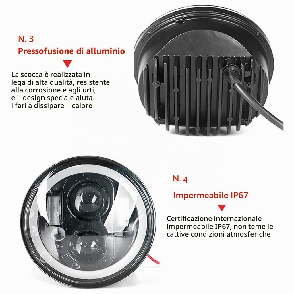 5.75 pollici LED Faro per Moto Frontale Angel Eye bianco per Harley-Davidson - Impermeabile Jeep