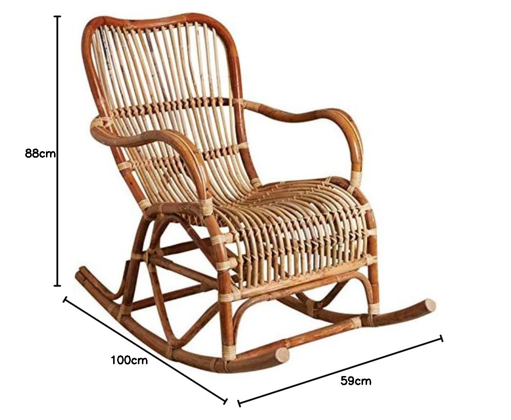 AUBRY GASPARD - Rocking Chair Rotin Naturel Paya - Écorce - Rotin Brut - 88x59x100 cm - Siège Largeur 53 cm - Compatible Extérieur - Livré Monté - Entretien Facile