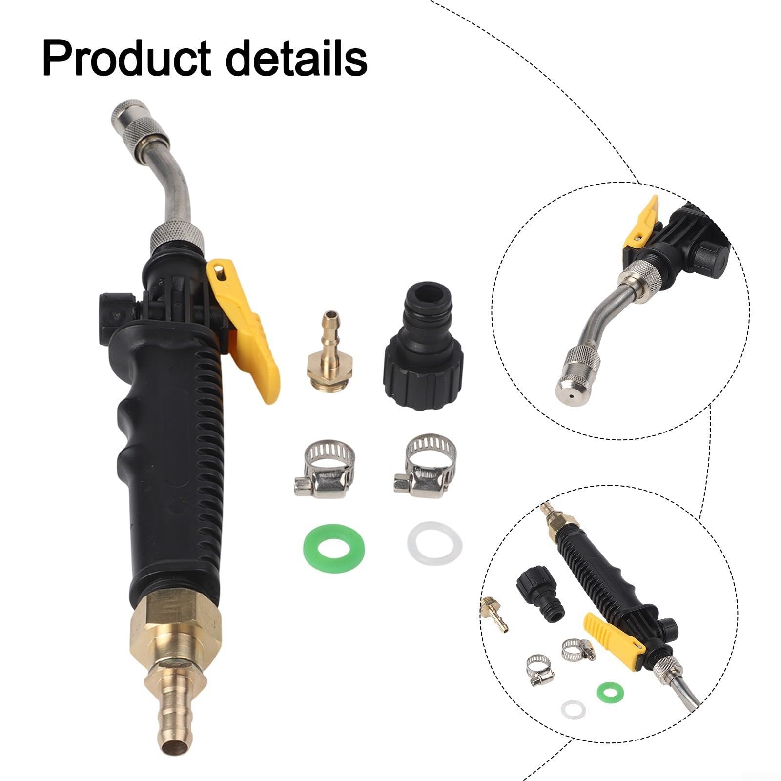 Lanza rociadora de Acero Inoxidable, caudal de Agua a Alta presión Ajustable con Conector de latón, diseño a Prueba de Fugas para riego de Jardines y Lavado de Coches (30 cm).
