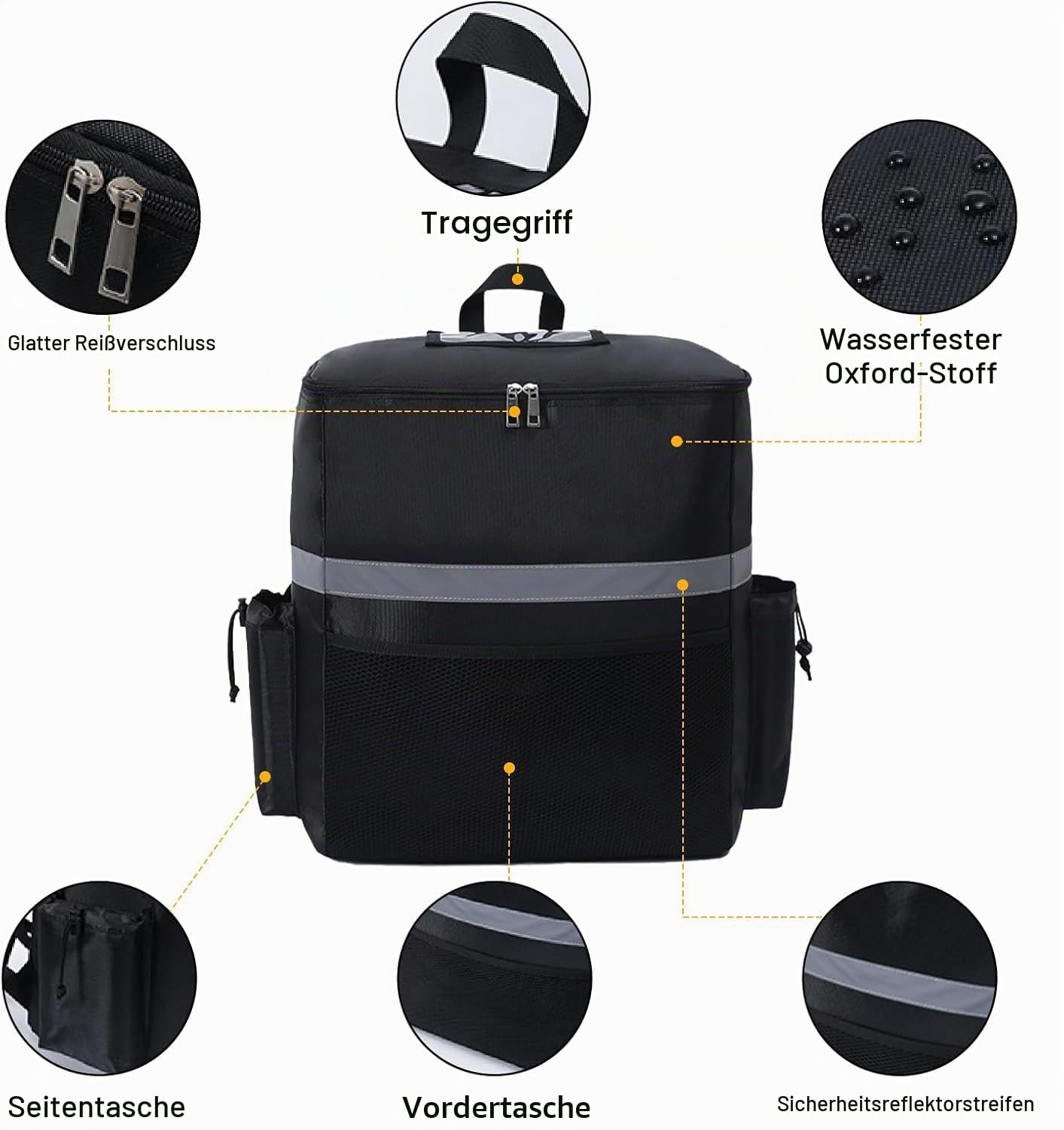 SOONHUA Thermo-Rucksack für Lebensmittel, 35 l, große Kapazität, isoliert, Lebensmittelwärmer, Transporttasche für Fahrradtransport