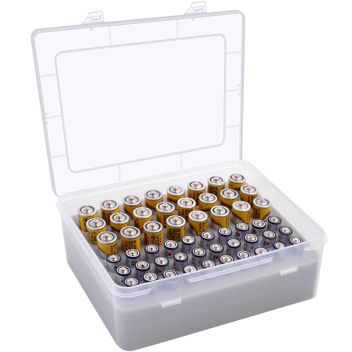 Batterij Organizer Opbergcase, Batterij Opbergdoos Organizer Houdt 24 AA 30 AAA Batterijen Verschillende Maten (Batterijen zijn niet inbegrepen