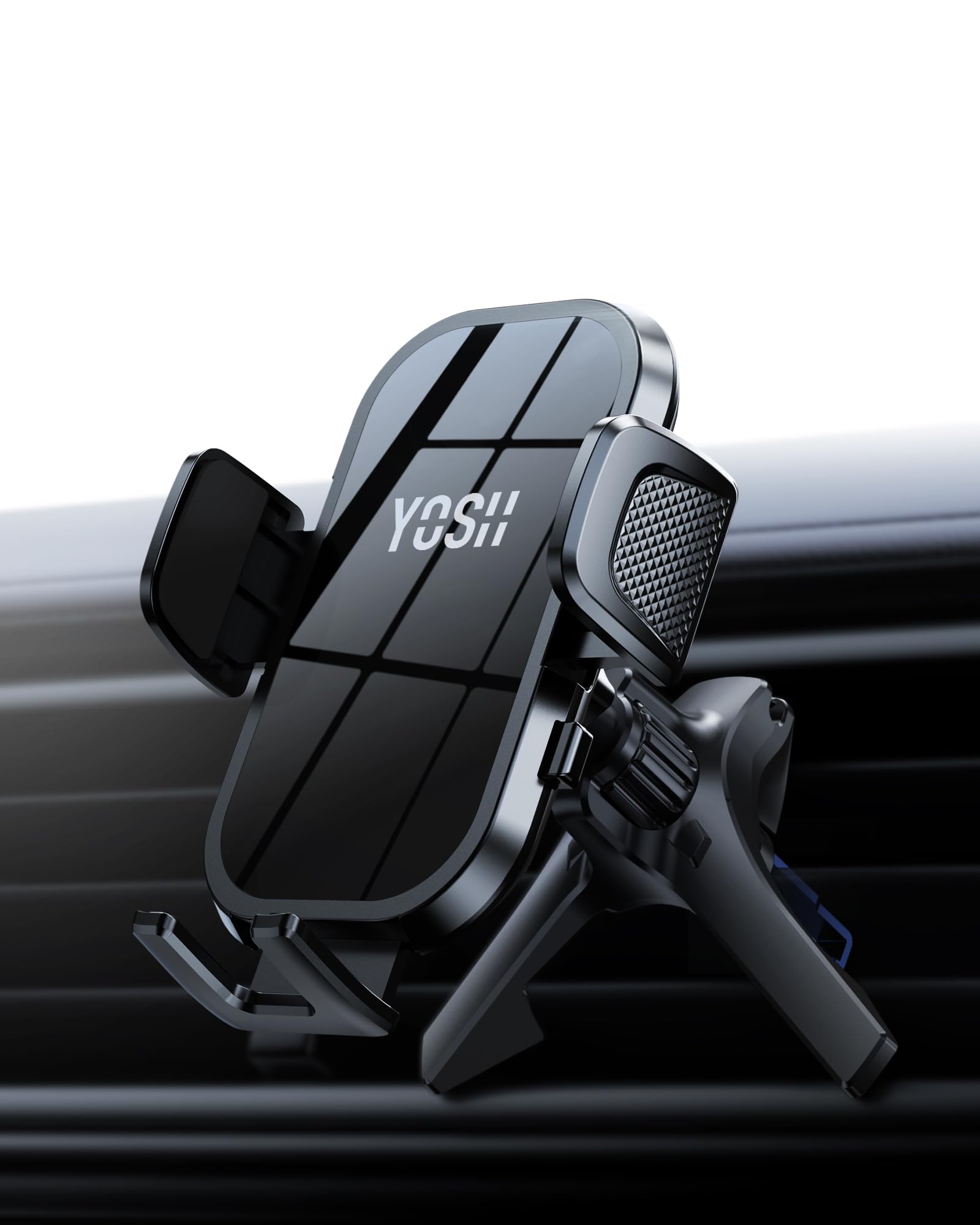 YOSH Mini Cooper Phone Holder for Round Air Vent, Fits Mini Cooper 2013‑2024, Audi A1/A3, Stable Triangle Support Mercedes Phone Holder, Big Phone Friendly for iPhone Samsung All 4.0''- 7.0'' Phones - 1